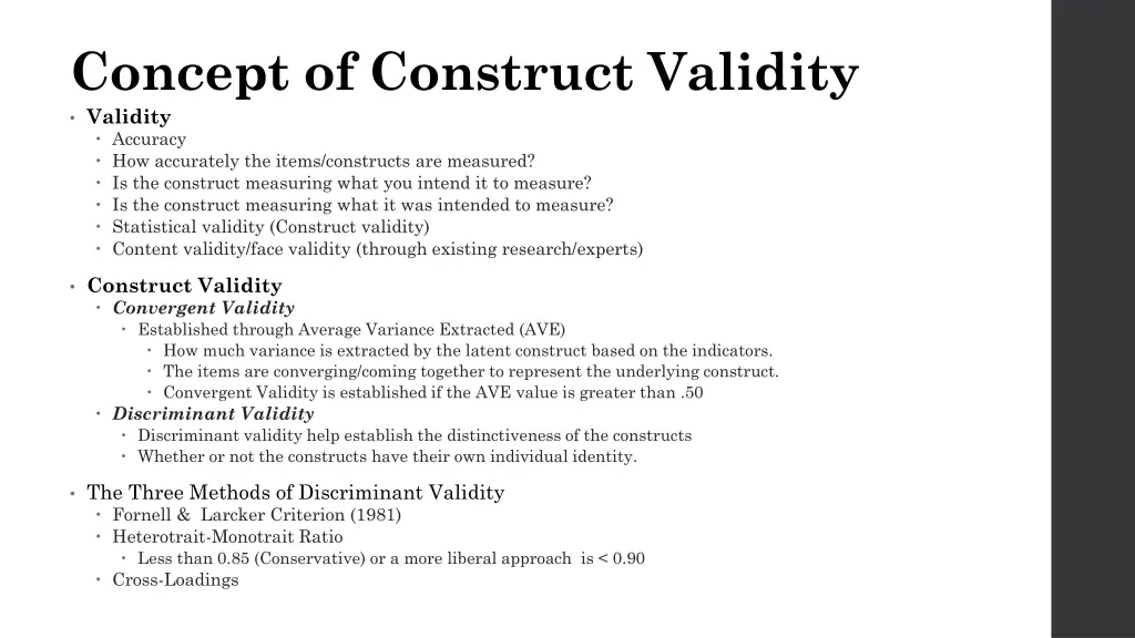 concept of construct validity validity accuracy