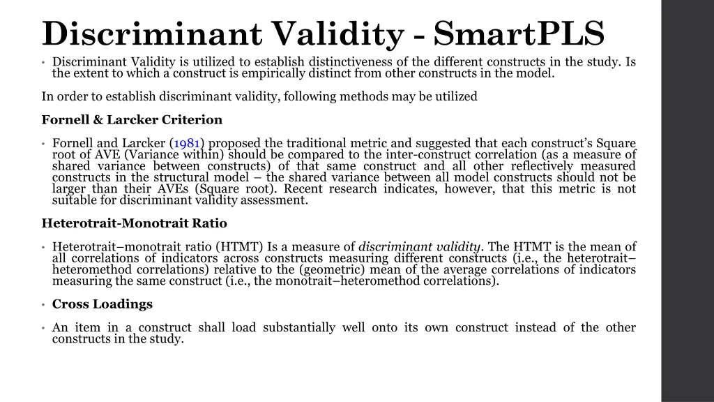 discriminant validity smartpls discriminant