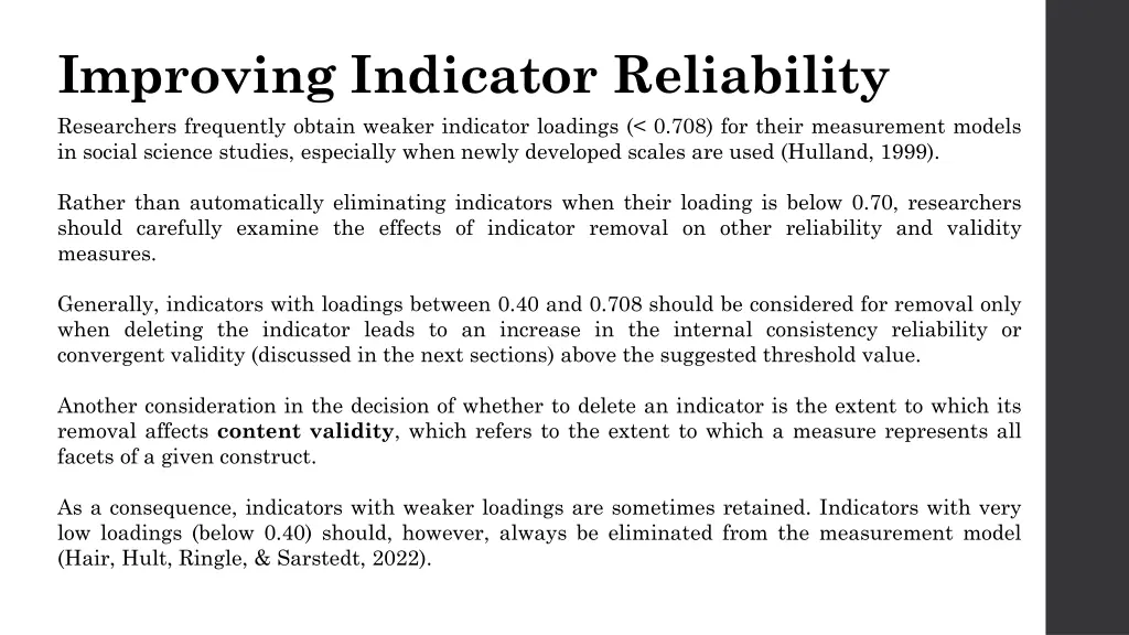 improving indicator reliability researchers