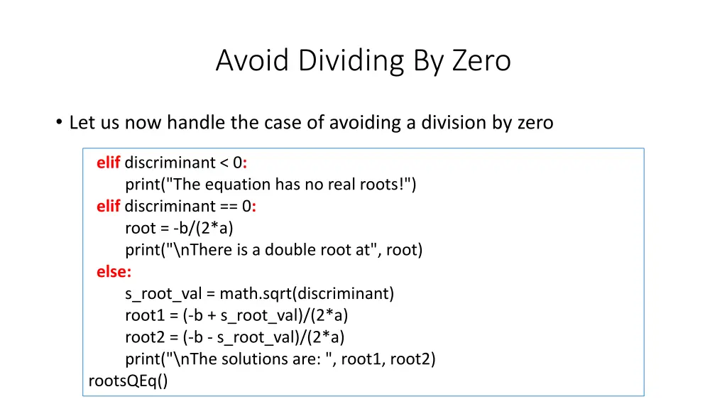 avoid dividing by zero 1