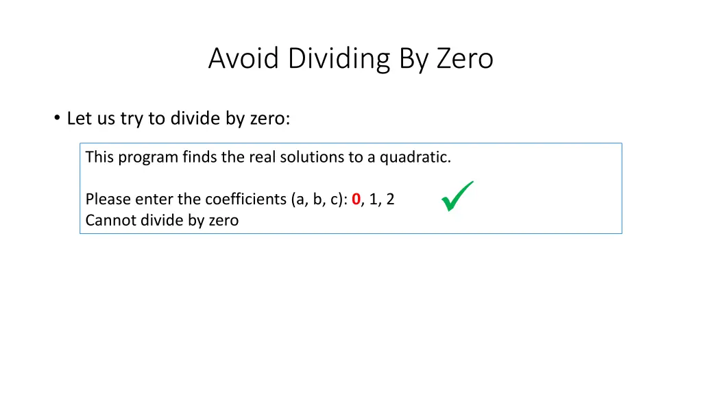 avoid dividing by zero 2