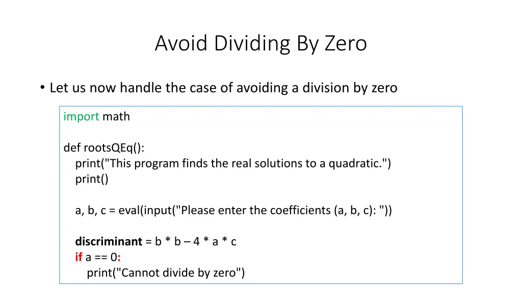 avoid dividing by zero