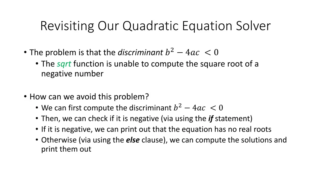 revisiting our quadratic equation solver 3