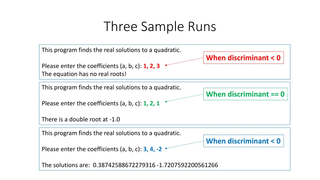 three sample runs