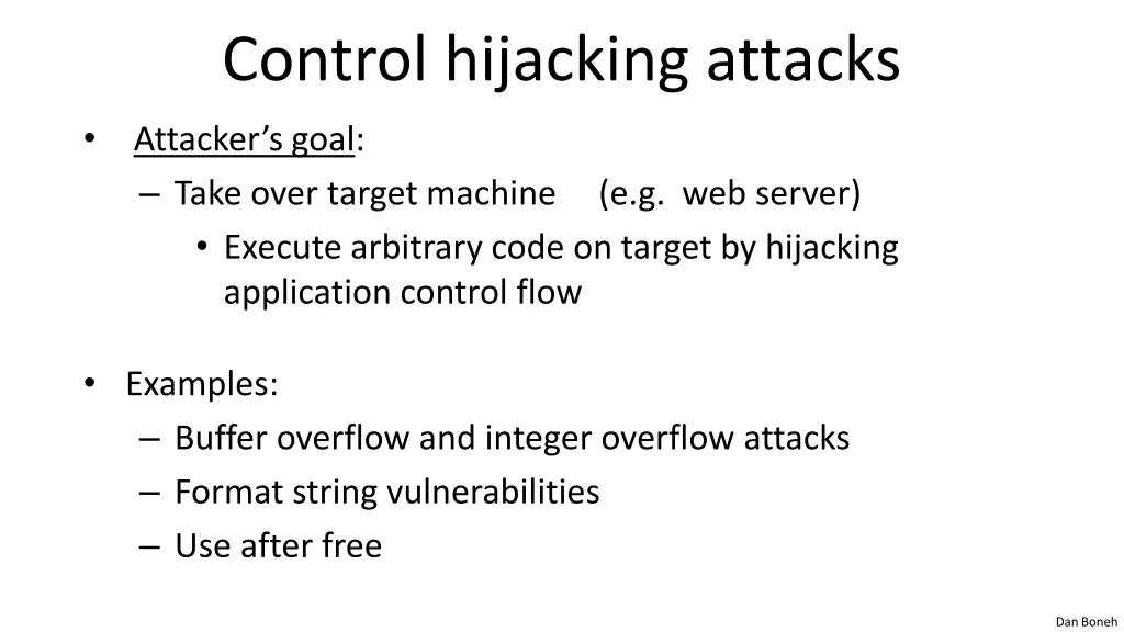 control hijacking attacks