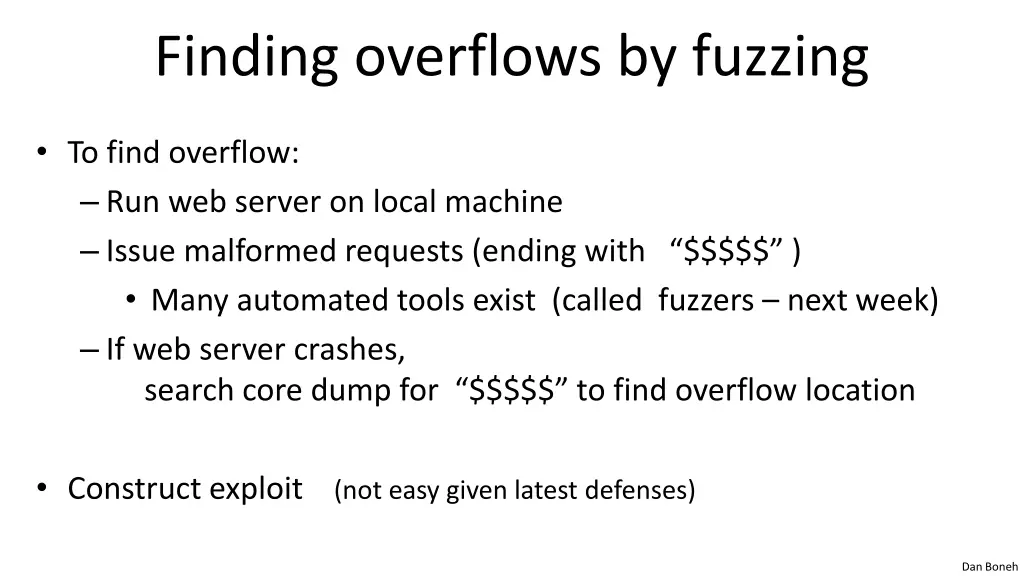 finding overflows by fuzzing