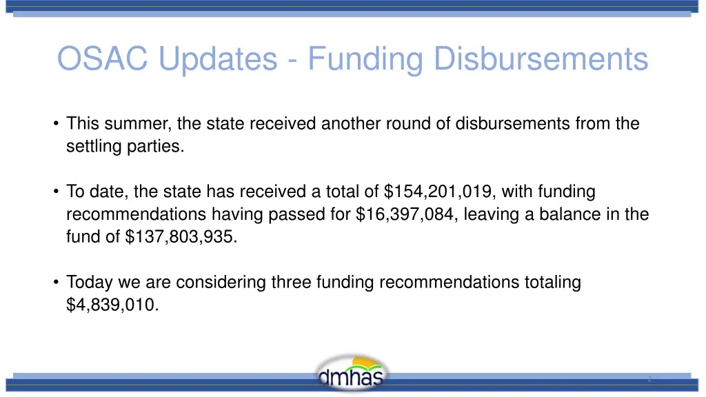 osac updates funding disbursements
