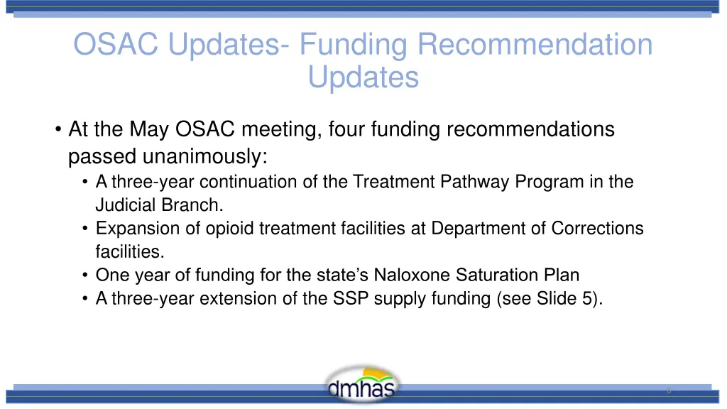 osac updates funding recommendation updates 2