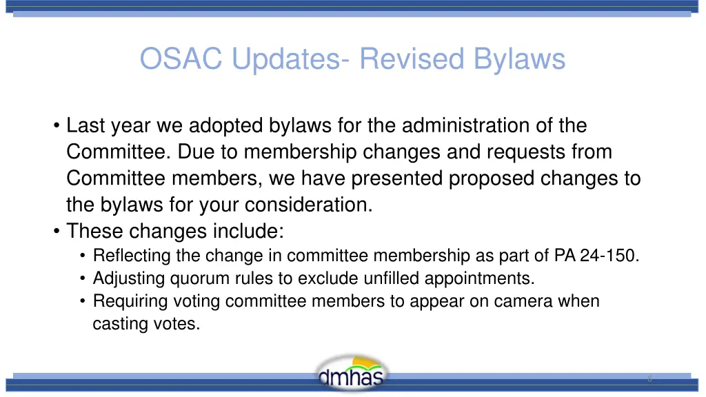 osac updates revised bylaws