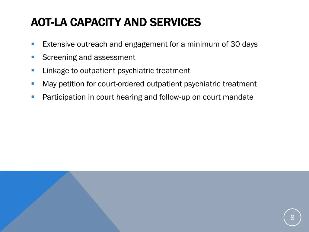 aot aot la capacity and services la capacity