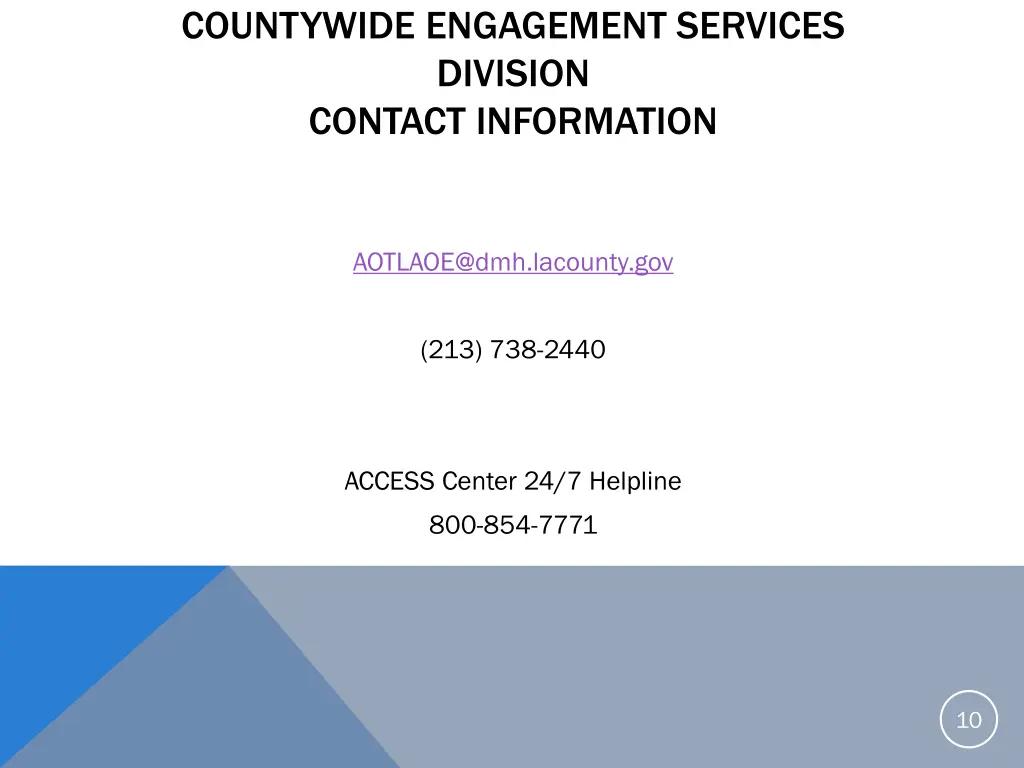 countywide engagement services division contact
