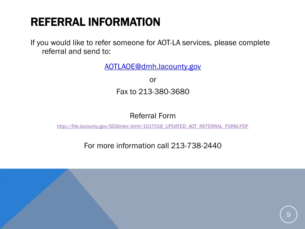 referral information referral information