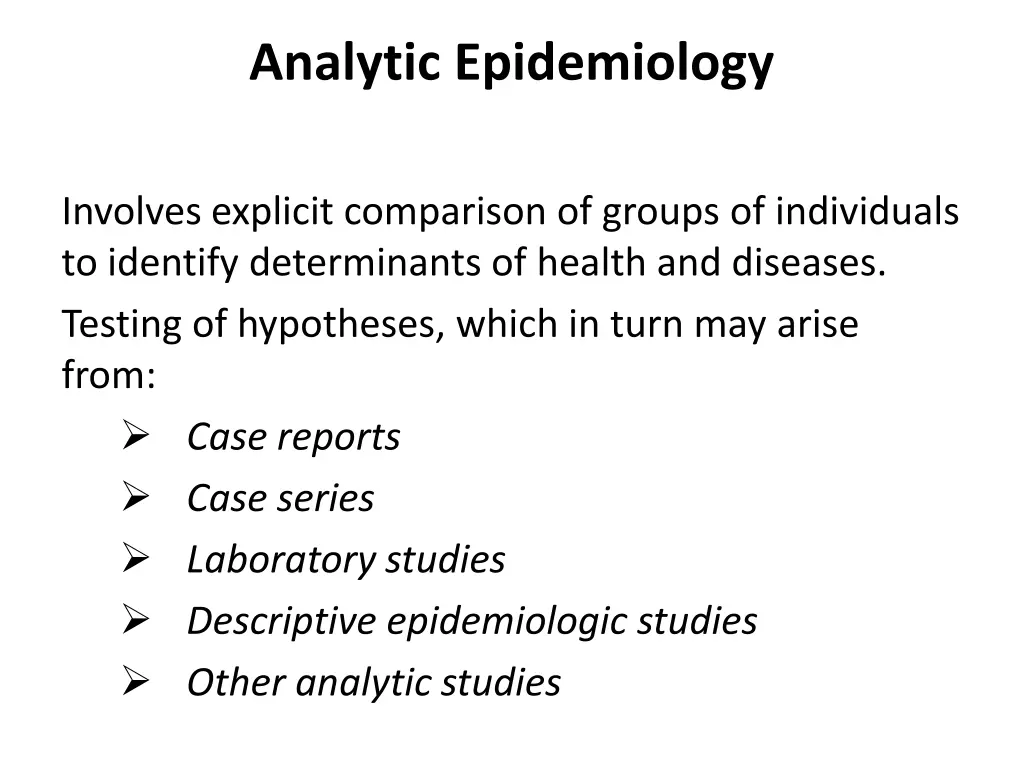 analytic epidemiology