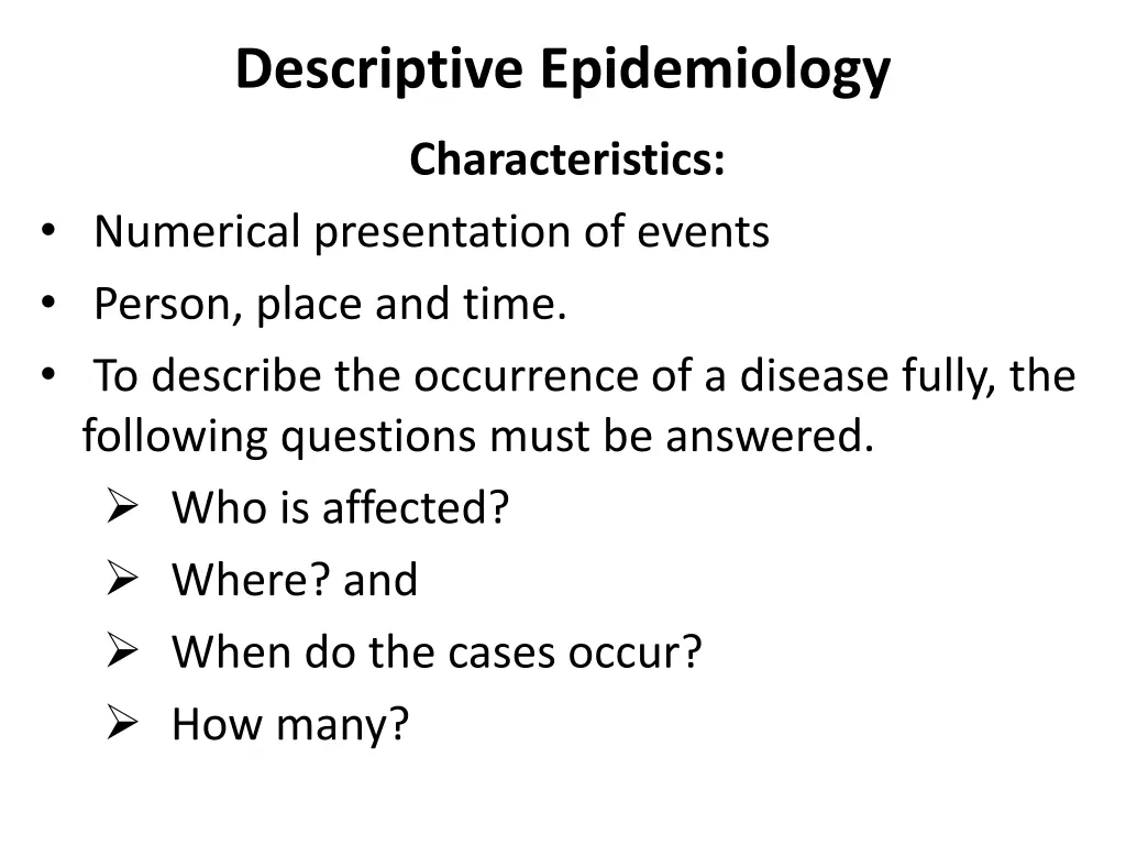 descriptive epidemiology