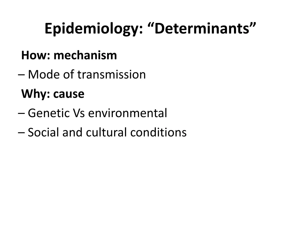 epidemiology determinants