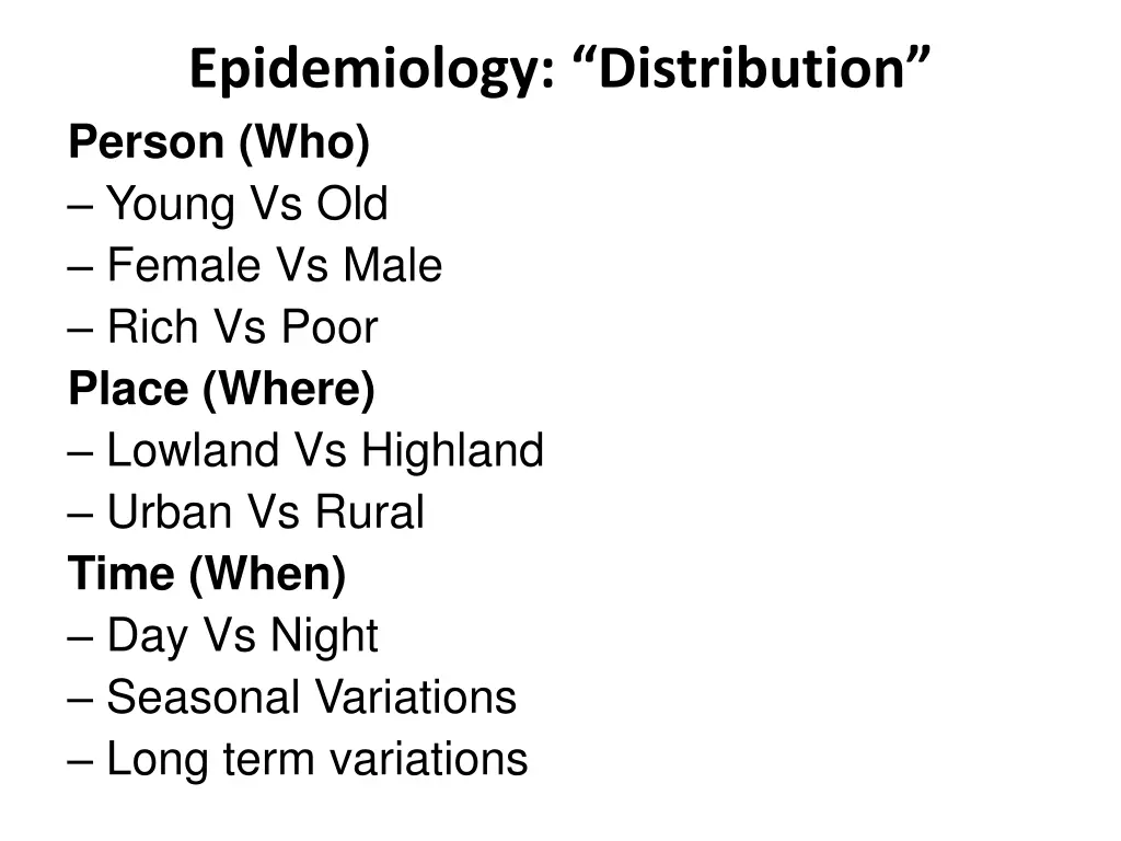 epidemiology distribution person who young