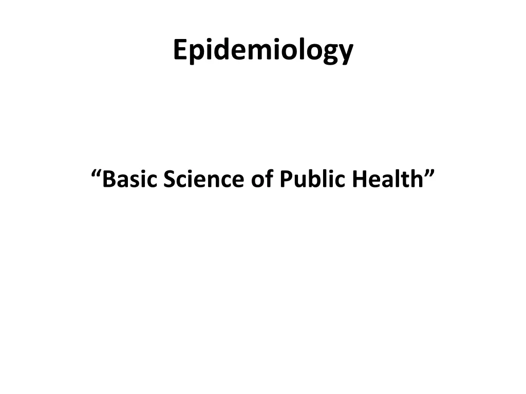 epidemiology
