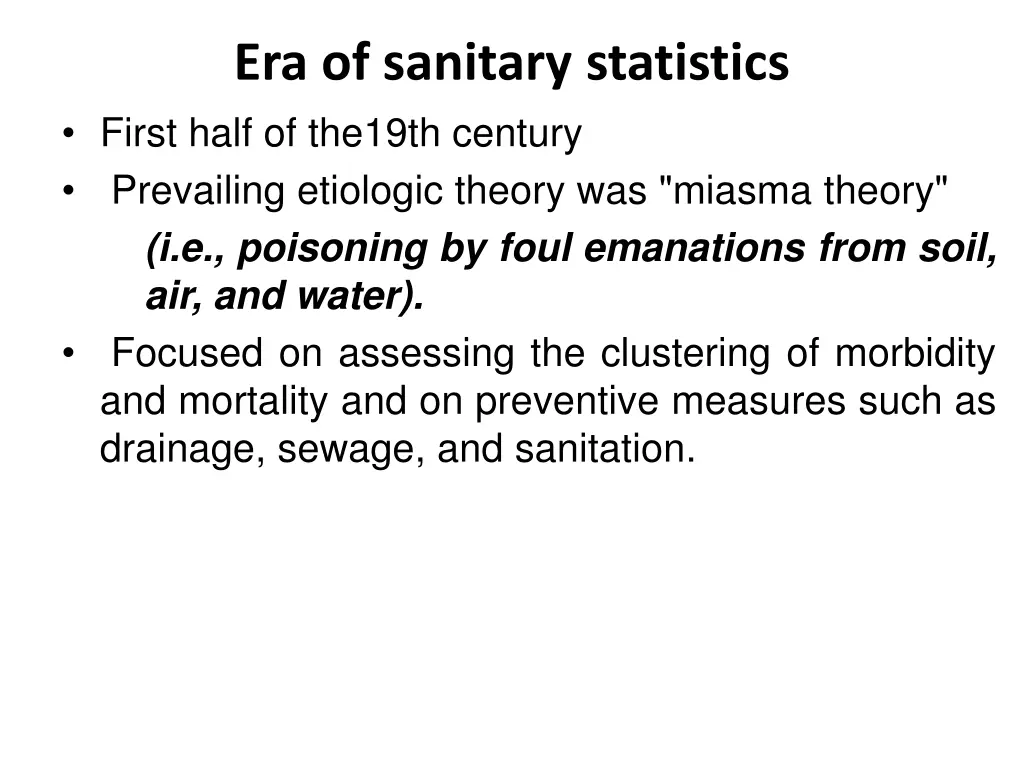 era of sanitary statistics first half of the19th