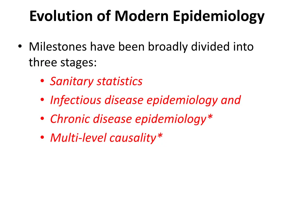 evolution of modern epidemiology