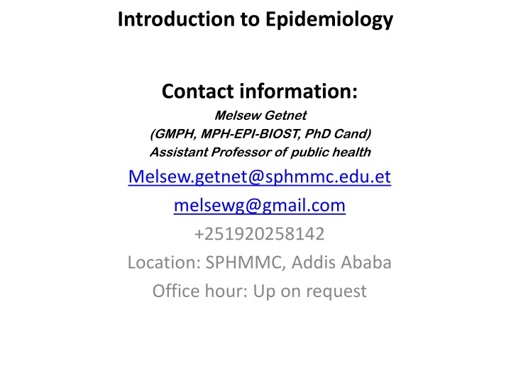 introduction to epidemiology
