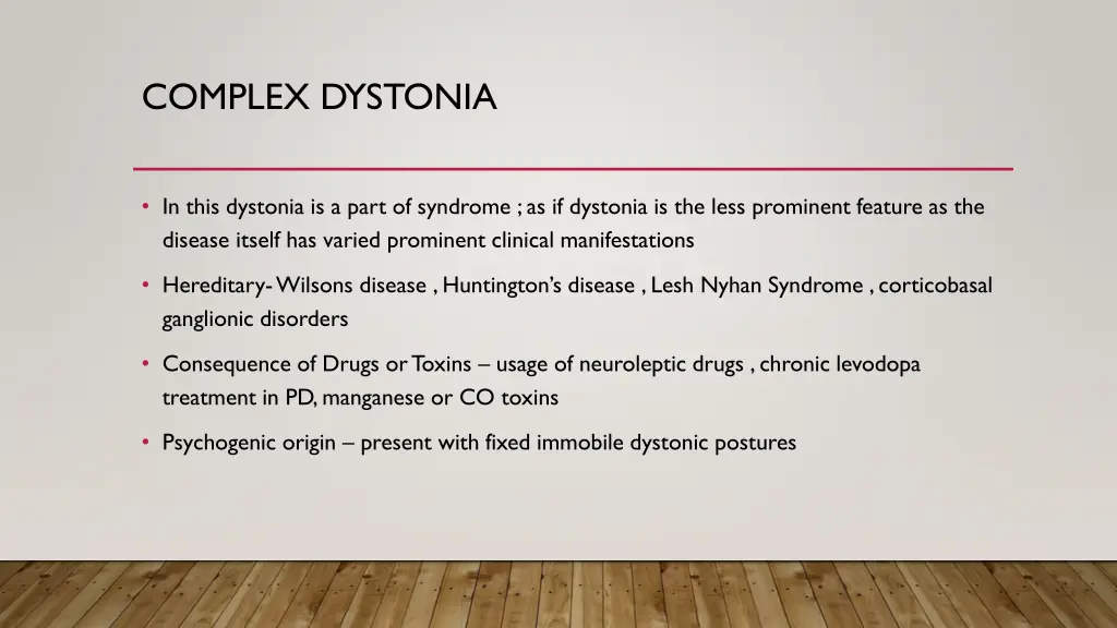 complex dystonia