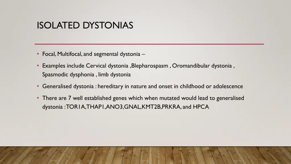 isolated dystonias