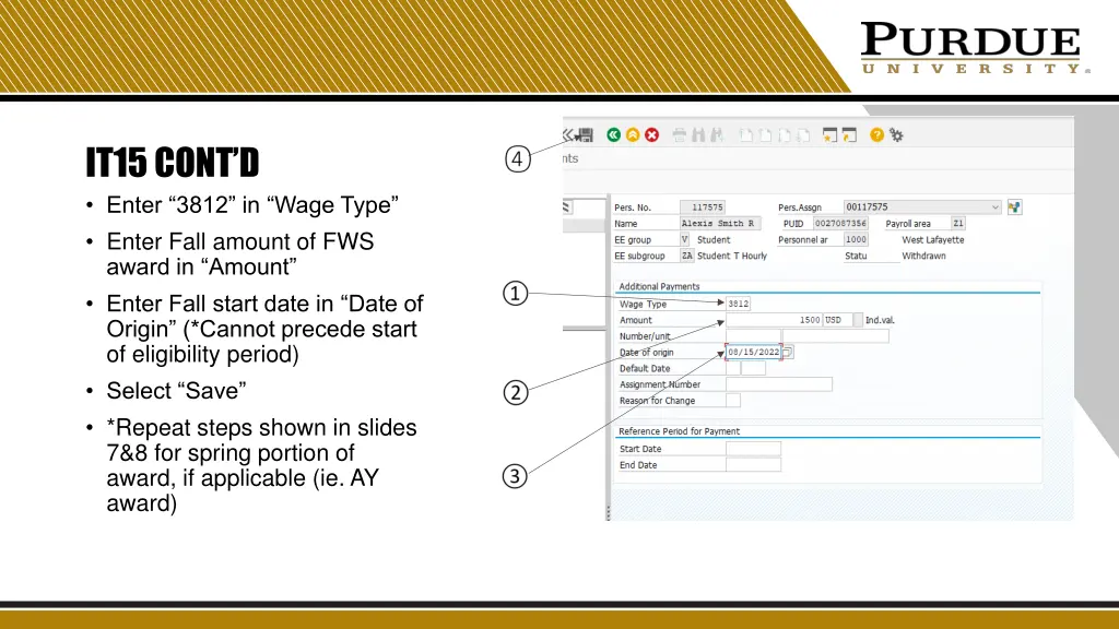 it15 cont d enter 3812 in wage type enter fall