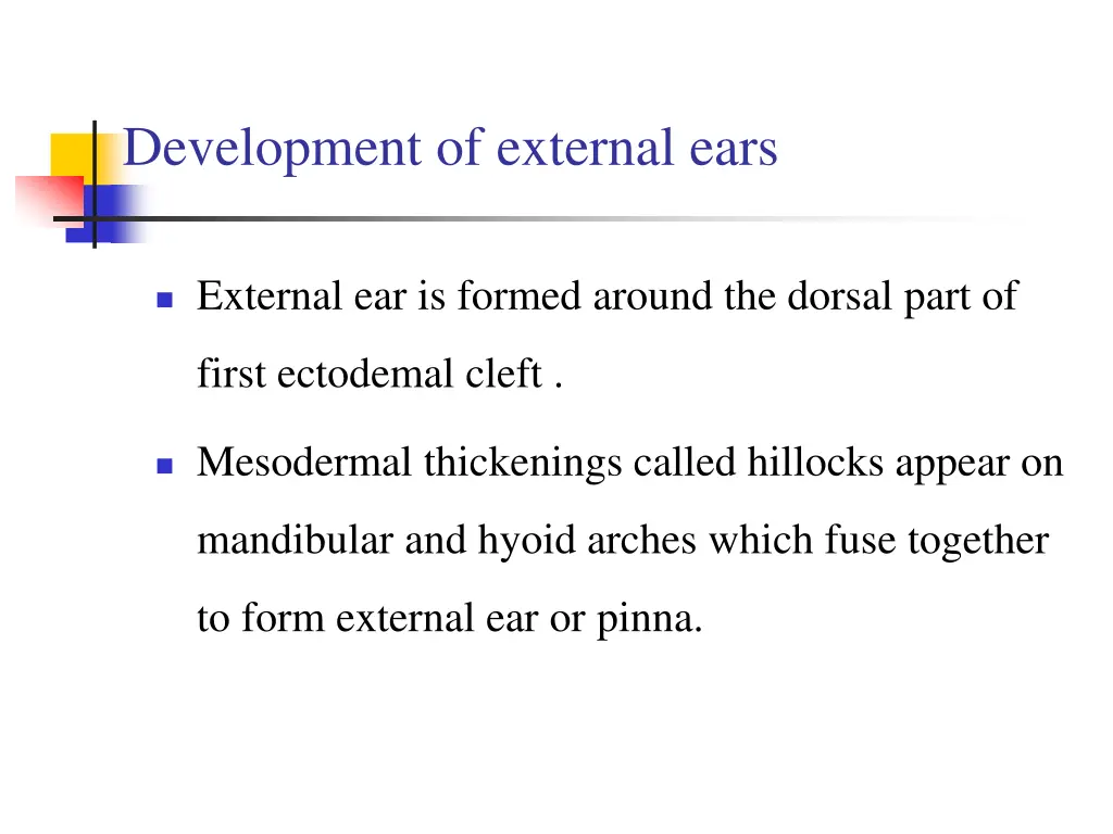 development of external ears