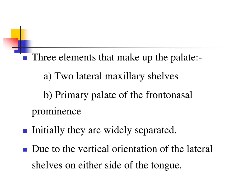 three elements that make up the palate