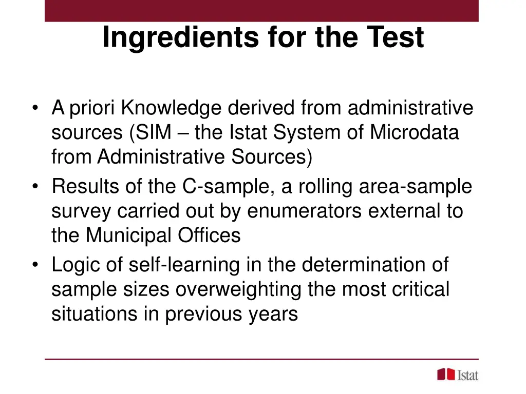 ingredients for the test