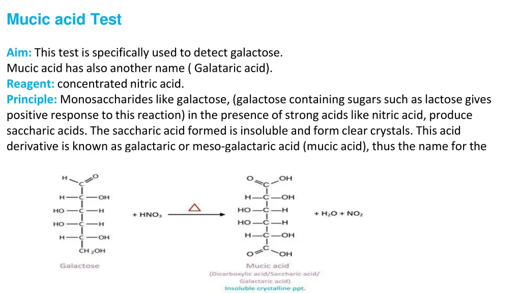 mucic acid test
