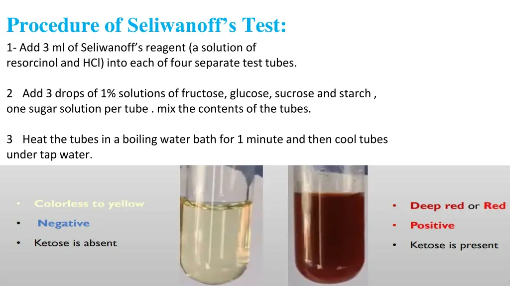 procedure of seliwanoff s test