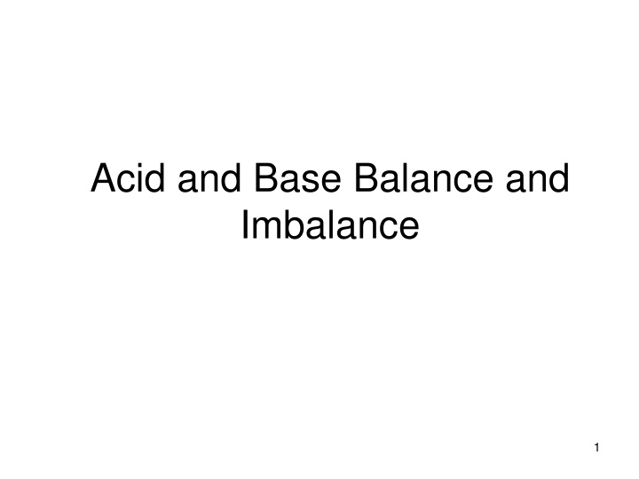 acid and base balance and imbalance