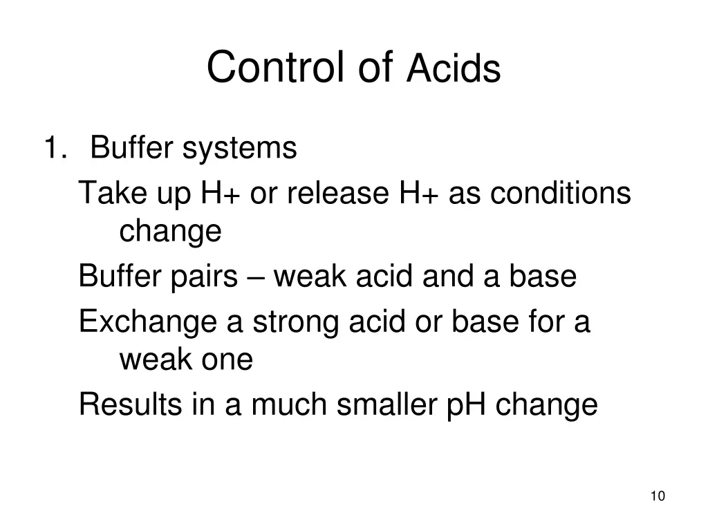 control of acids