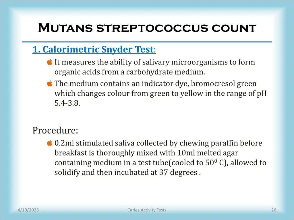 mutans streptococcus count 1