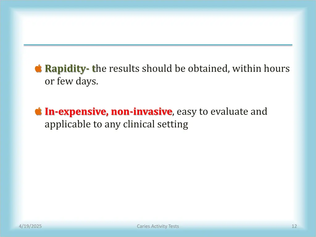 rapidity t he results should be obtained within