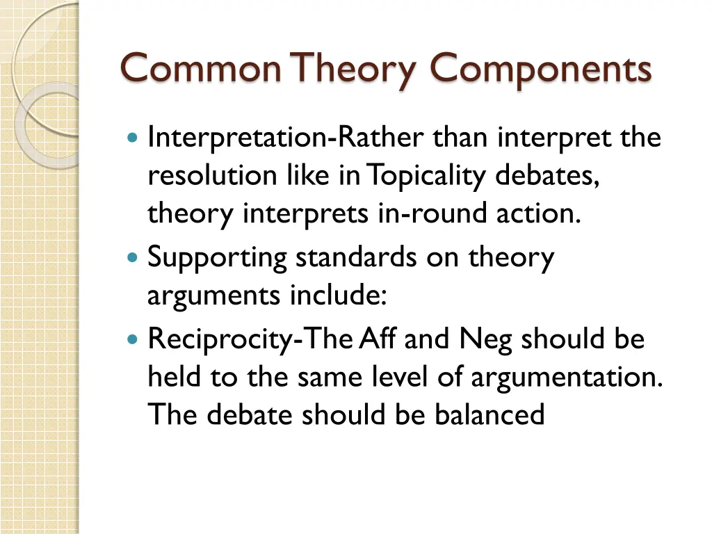 common theory components