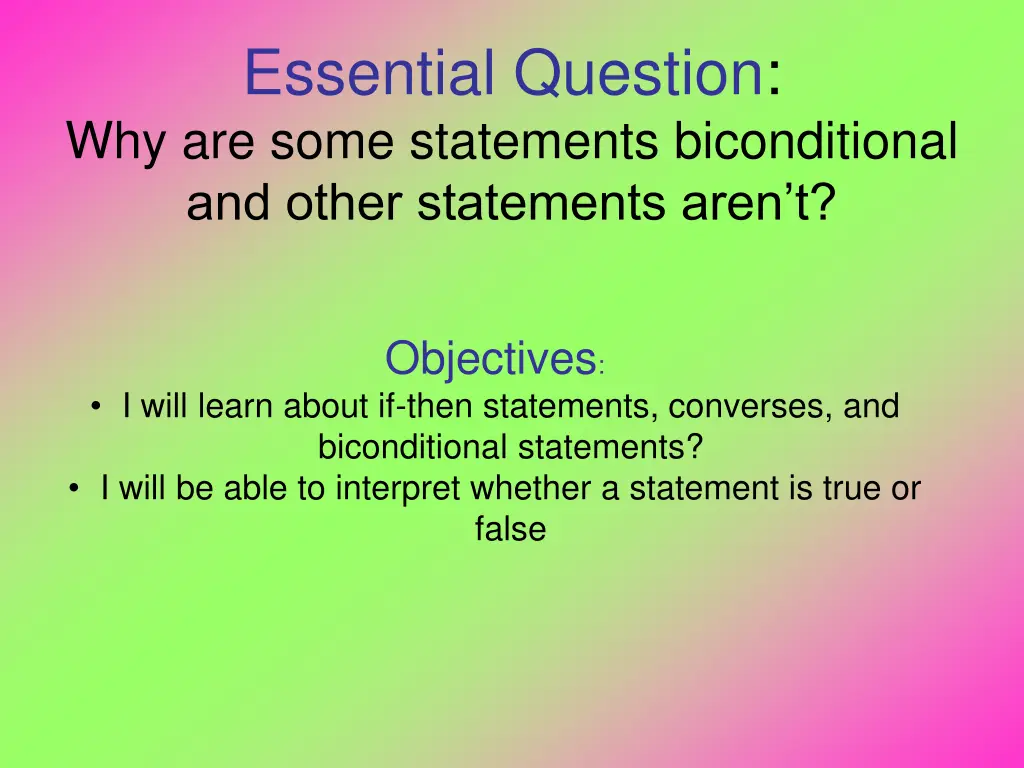 essential question why are some statements