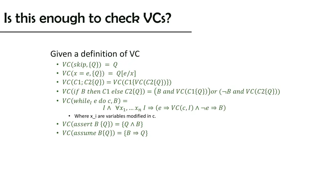 is this enough to check vcs