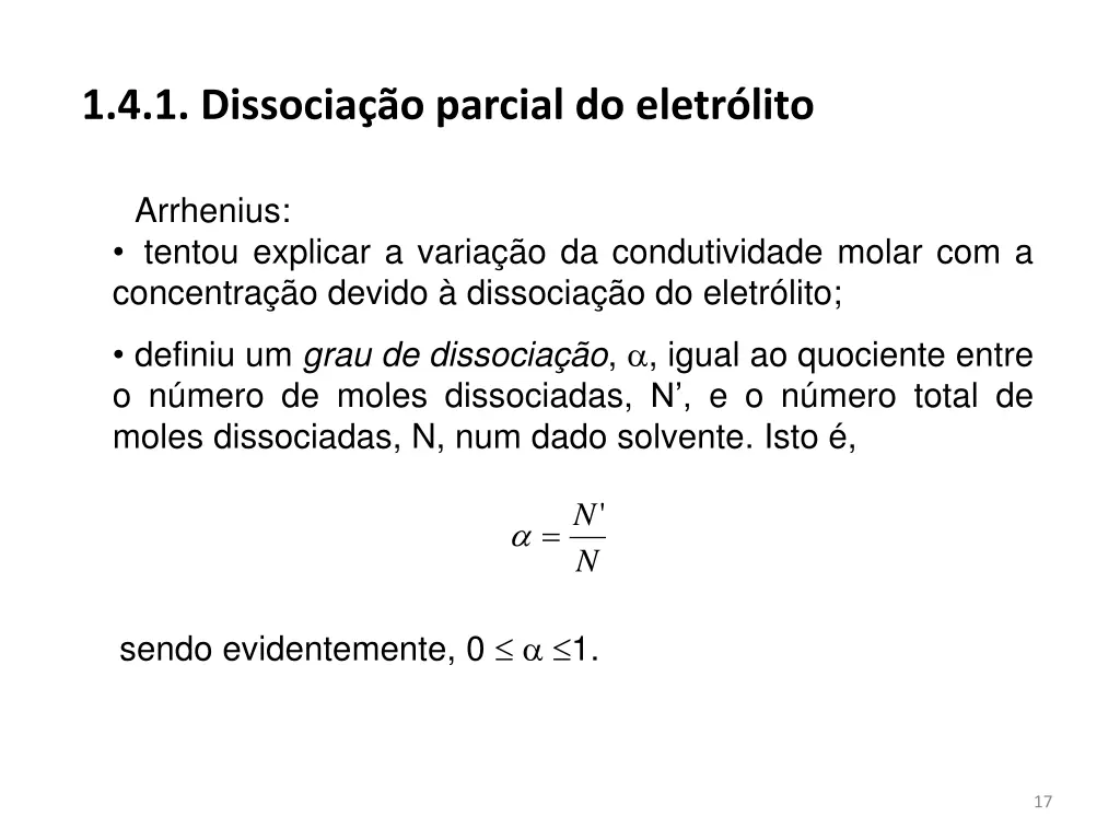 1 4 1 dissocia o parcial do eletr lito