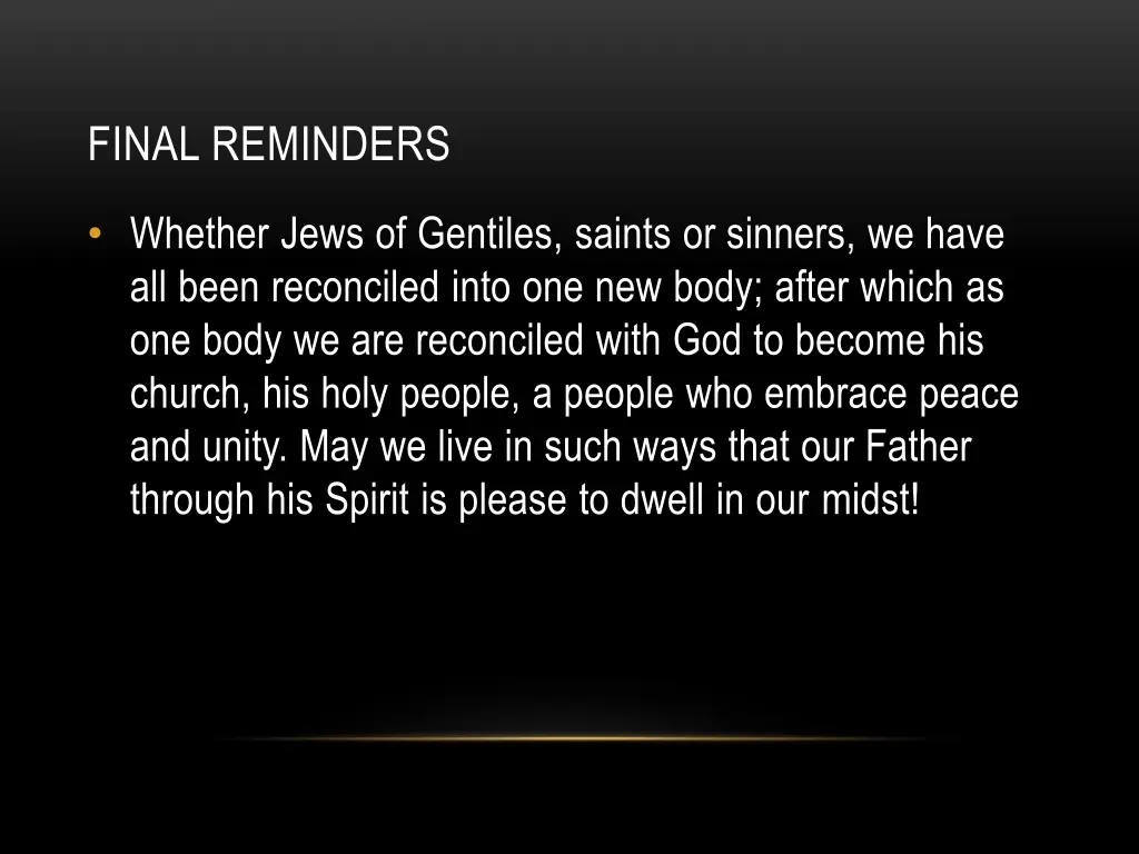 final reminders