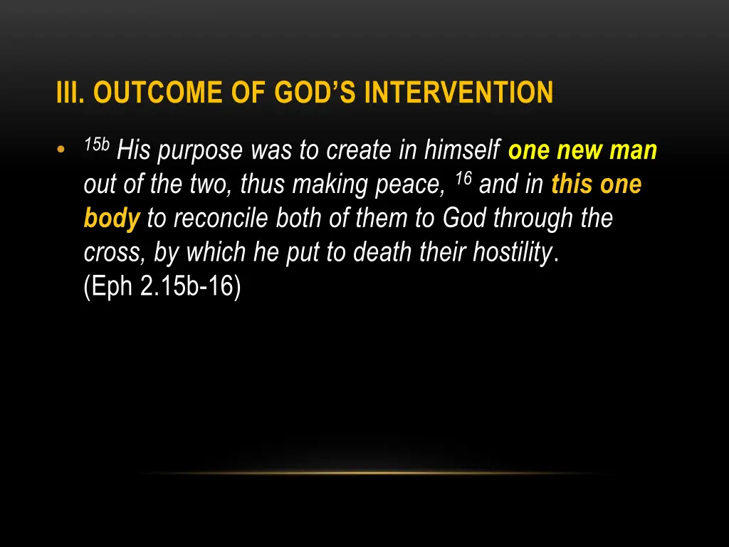 iii outcome of god s intervention