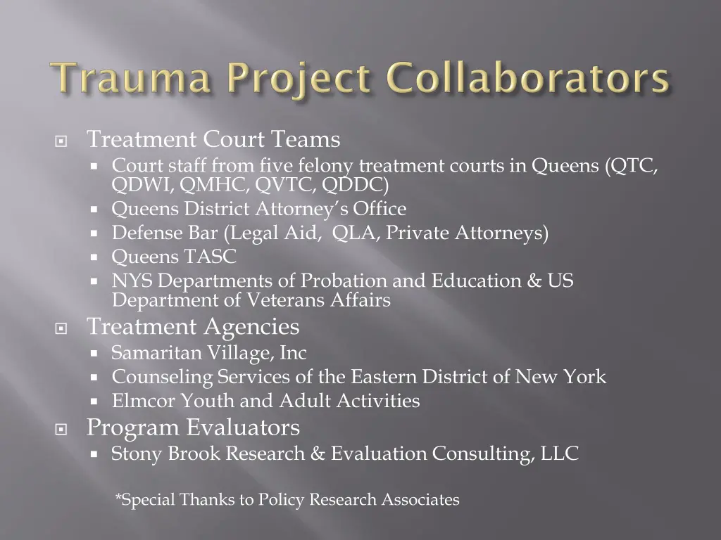 treatment court teams court staff from five