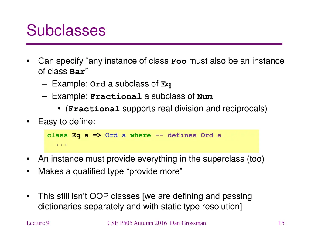 subclasses