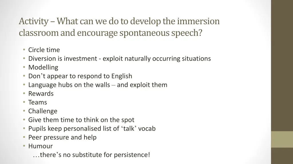 activity what can we do to develop the immersion