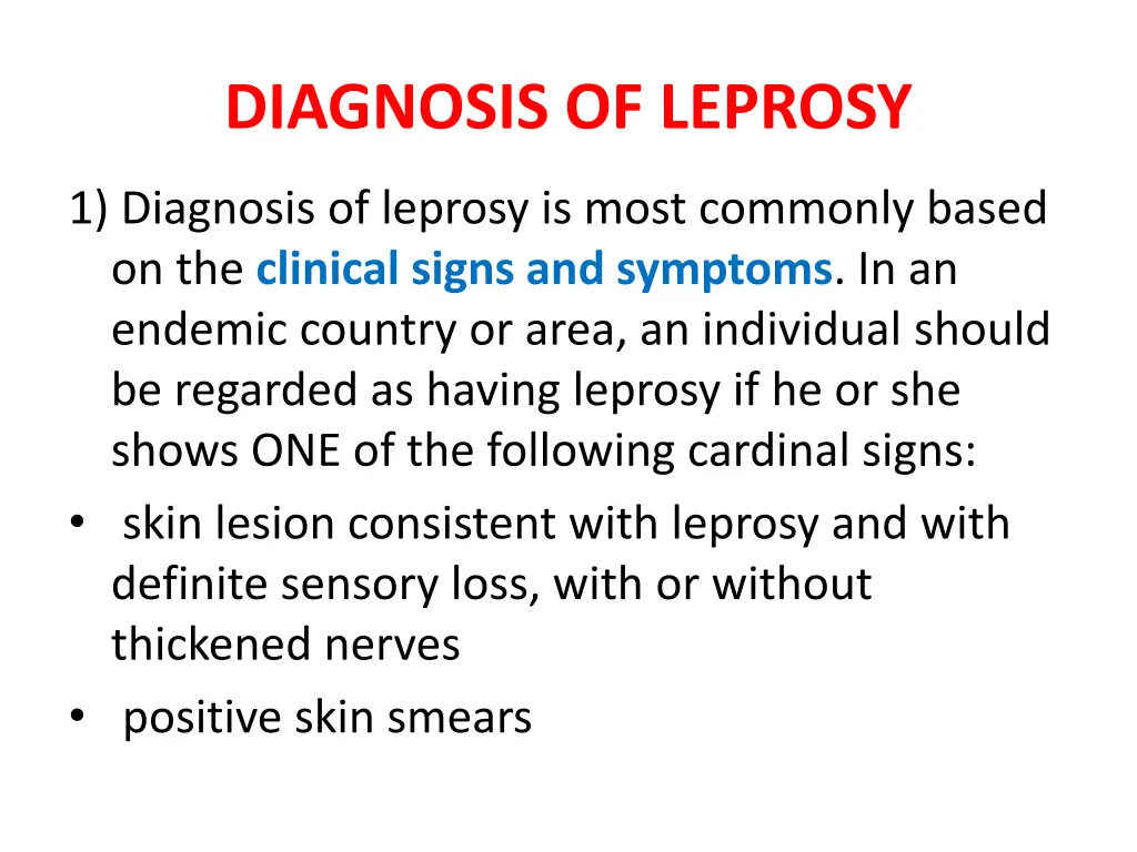 diagnosis of leprosy