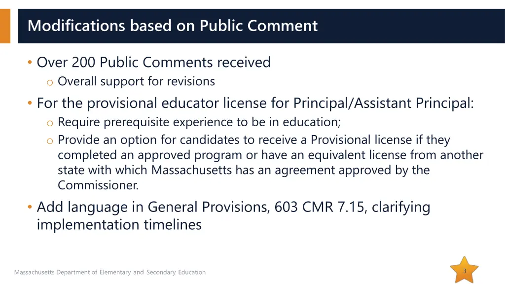 modifications based on public comment