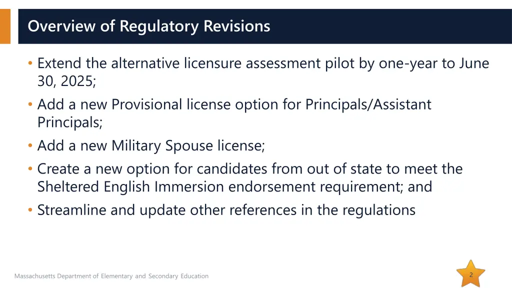 overview of regulatory revisions