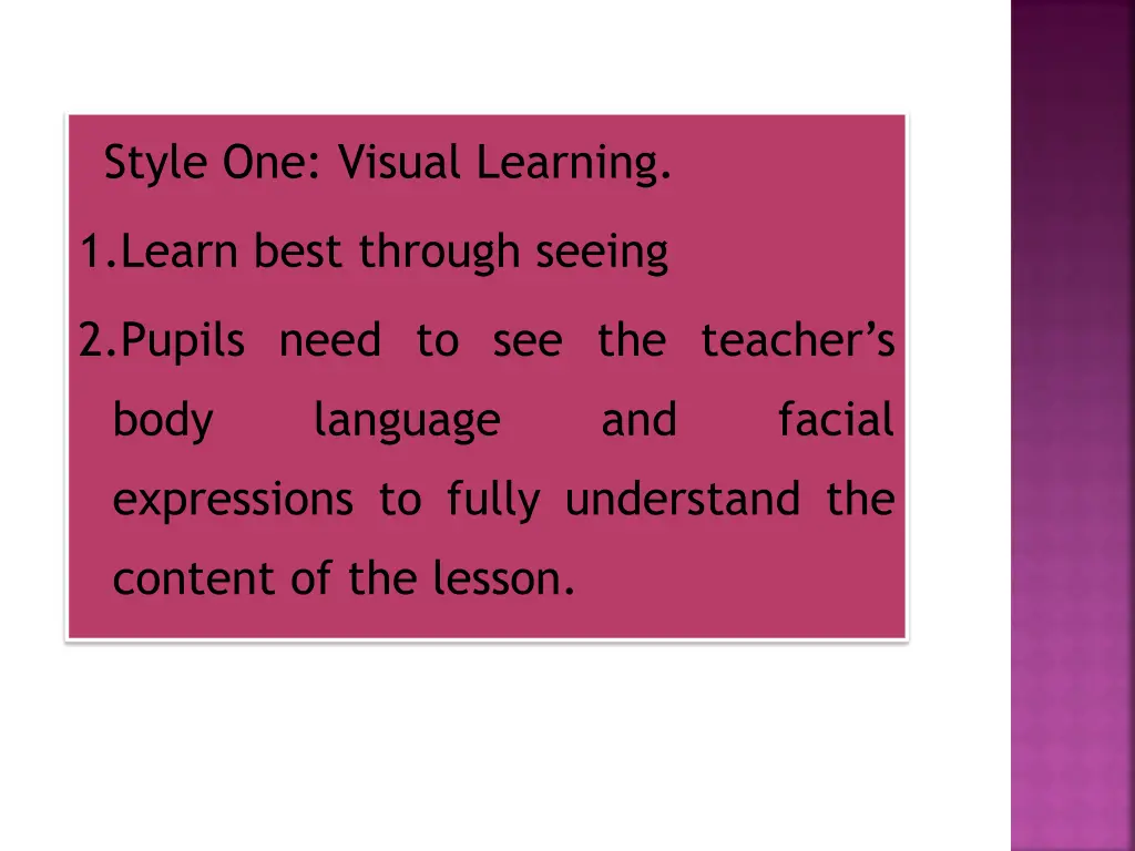 style one visual learning