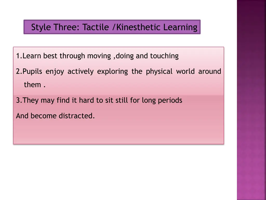 style three tactile kinesthetic learning
